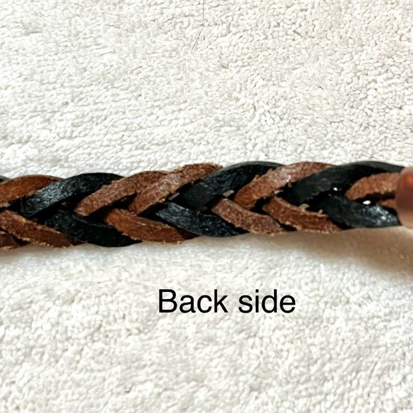 Men's Black and Brown Braided Leather with Rose Gold Clasp Bracelet - NIP - Picture 8 of 9